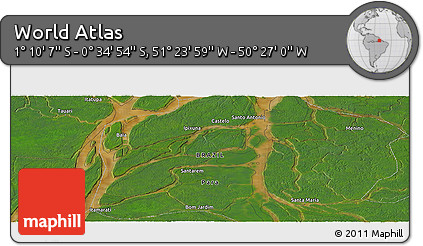 Satellite Panoramic Map of the Area around 0° 52' 31" S, 50° 55' 29" W