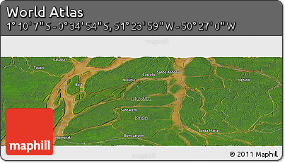 Satellite Panoramic Map of the Area around 0° 52' 31" S, 50° 55' 29" W