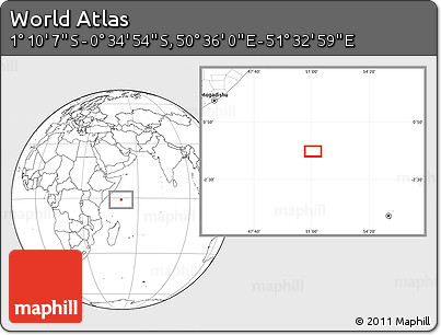 Blank Location Map of the Area around 0° 52' 31" S, 51° 4' 30" E