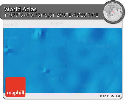 Shaded Relief 3D Map of the Area around 0° 52' 31" S, 51° 55' 29" E