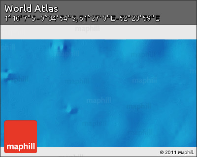 Shaded Relief 3D Map of the Area around 0° 52' 31" S, 51° 55' 29" E