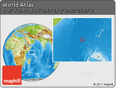 Physical Location Map of the Area around 0° 52' 31" S, 51° 55' 29" E