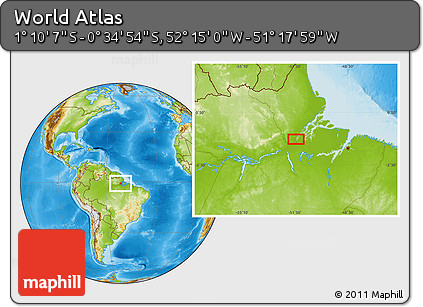 Physical Location Map of the Area around 0° 52' 31" S, 51° 46' 29" W