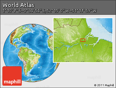 Physical Location Map of the Area around 0° 52' 31" S, 51° 46' 29" W
