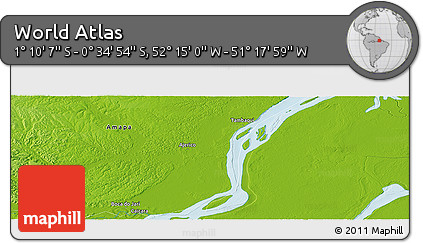 Physical Panoramic Map of the Area around 0° 52' 31" S, 51° 46' 29" W