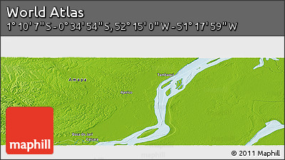 Physical Panoramic Map of the Area around 0° 52' 31" S, 51° 46' 29" W