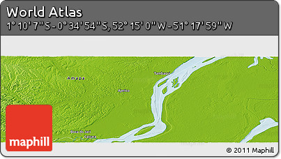 Physical Panoramic Map of the Area around 0° 52' 31" S, 51° 46' 29" W