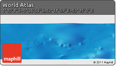 Shaded Relief Panoramic Map of the Area around 0° 52' 31" S, 52° 46' 29" E