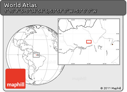 Blank Location Map of the Area around 0° 52' 31" S, 53° 28' 30" W