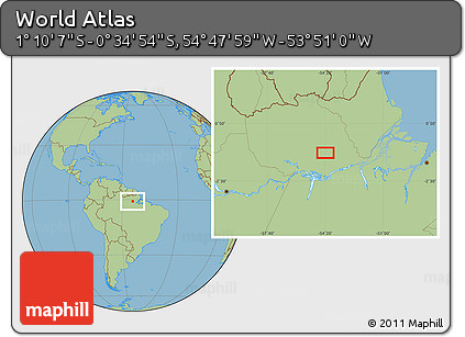Savanna Style Location Map of the Area around 0° 52' 31" S, 54° 19' 30" W
