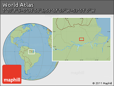 Savanna Style Location Map of the Area around 0° 52' 31" S, 54° 19' 30" W