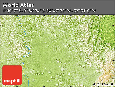 Physical Map of the Area around 0° 52' 31" S, 54° 19' 30" W