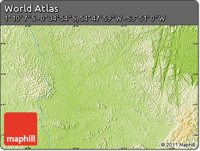 Physical Map of the Area around 0° 52' 31" S, 54° 19' 30" W