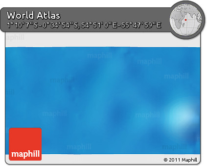 Shaded Relief 3D Map of the Area around 0° 52' 31" S, 55° 19' 30" E