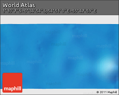 Shaded Relief 3D Map of the Area around 0° 52' 31" S, 55° 19' 30" E