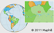 Political Location Map of the area around 0° 52' 31" S, 55° 10' 29" W