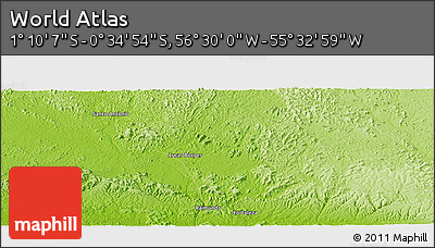 Physical Panoramic Map of the Area around 0° 52' 31" S, 56° 1' 29" W
