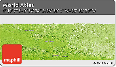 Physical Panoramic Map of the Area around 0° 52' 31" S, 56° 1' 29" W