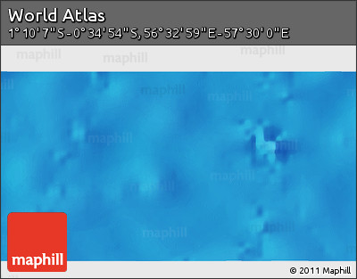 Shaded Relief 3D Map of the Area around 0° 52' 31" S, 57° 1' 29" E
