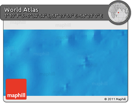 Shaded Relief 3D Map of the Area around 0° 52' 31" S, 57° 52' 30" E
