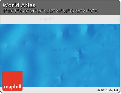 Shaded Relief 3D Map of the Area around 0° 52' 31" S, 57° 52' 30" E