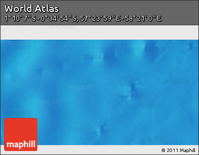 Shaded Relief 3D Map of the Area around 0° 52' 31" S, 57° 52' 30" E