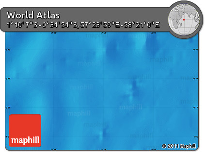 Physical Map of the Area around 0° 52' 31" S, 57° 52' 30" E