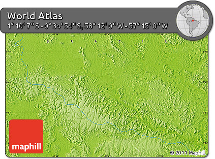 Physical Map of the Area around 0° 52' 31" S, 57° 43' 30" W