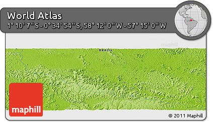 Physical Panoramic Map of the Area around 0° 52' 31" S, 57° 43' 30" W
