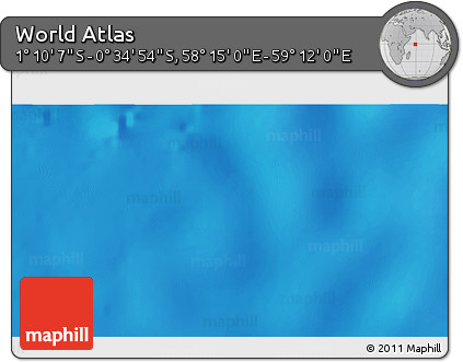 Shaded Relief 3D Map of the Area around 0° 52' 31" S, 58° 43' 30" E