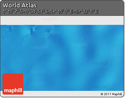 Shaded Relief 3D Map of the Area around 0° 52' 31" S, 58° 43' 30" E
