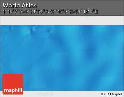 Shaded Relief 3D Map of the Area around 0° 52' 31" S, 58° 43' 30" E