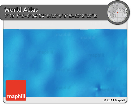 Shaded Relief 3D Map of the Area around 0° 52' 31" S, 59° 34' 30" E