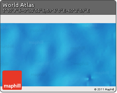 Shaded Relief 3D Map of the Area around 0° 52' 31" S, 59° 34' 30" E