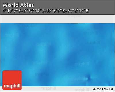 Shaded Relief 3D Map of the Area around 0° 52' 31" S, 59° 34' 30" E