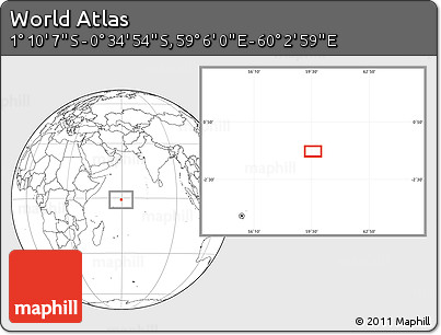 Blank Location Map of the Area around 0° 52' 31" S, 59° 34' 30" E