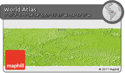 Physical Panoramic Map of the Area around 0° 52' 31" S, 59° 25' 29" W