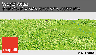 Physical Panoramic Map of the Area around 0° 52' 31" S, 59° 25' 29" W