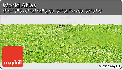 Physical Panoramic Map of the Area around 0° 52' 31" S, 59° 25' 29" W