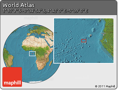 Satellite Location Map of the Area around 0° 52' 31" S, 5° 10' 30" E