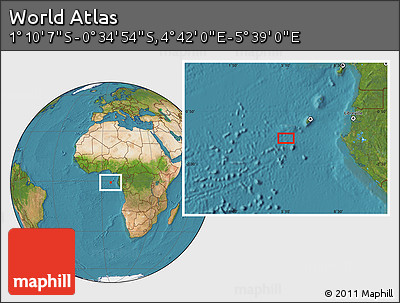 Satellite Location Map of the Area around 0° 52' 31" S, 5° 10' 30" E