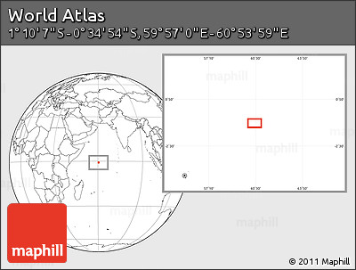 Blank Location Map of the Area around 0° 52' 31" S, 60° 25' 29" E