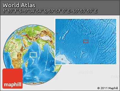 Physical Location Map of the Area around 0° 52' 31" S, 60° 25' 29" E