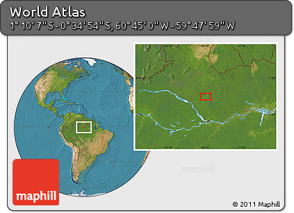 Satellite Location Map of the Area around 0° 52' 31" S, 60° 16' 29" W