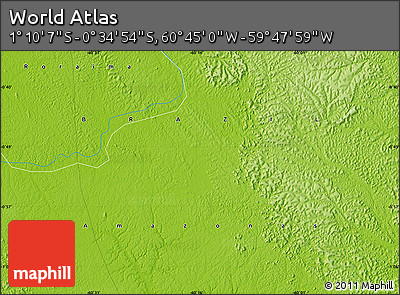 Physical Map of the Area around 0° 52' 31" S, 60° 16' 29" W
