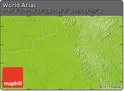 Physical Map of the Area around 0° 52' 31" S, 60° 16' 29" W