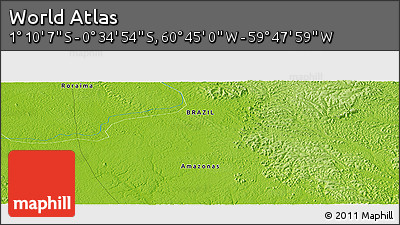 Physical Panoramic Map of the Area around 0° 52' 31" S, 60° 16' 29" W