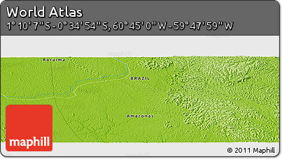 Physical Panoramic Map of the Area around 0° 52' 31" S, 60° 16' 29" W