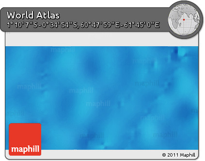 Shaded Relief 3D Map of the Area around 0° 52' 31" S, 61° 16' 29" E