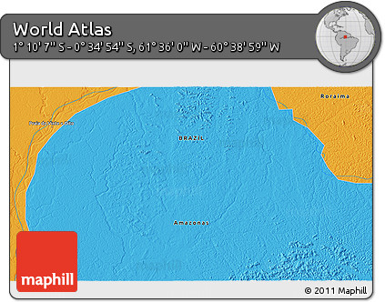 Political 3D Map of the Area around 0° 52' 31" S, 61° 7' 30" W